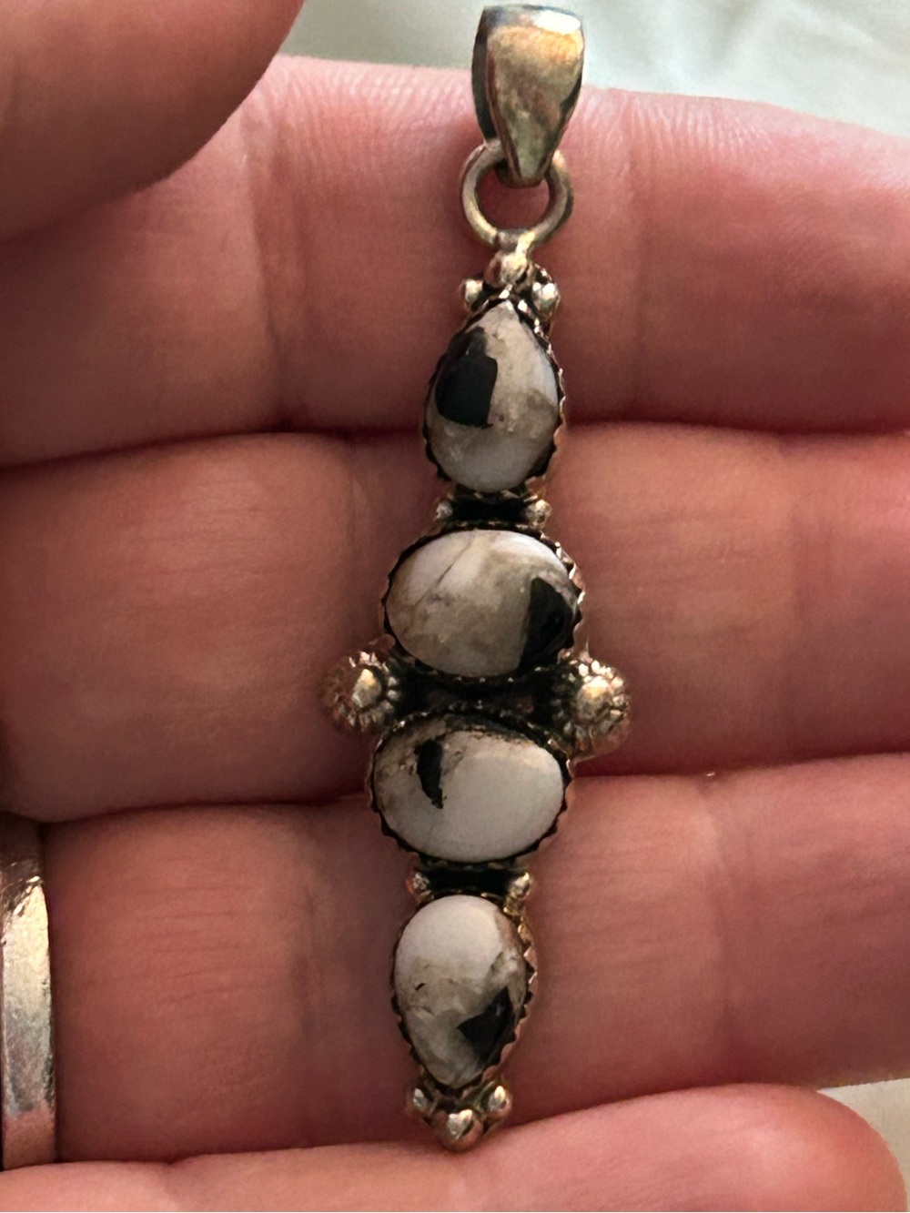 Sterling Silver White Buffalo Large Pendant Necklace